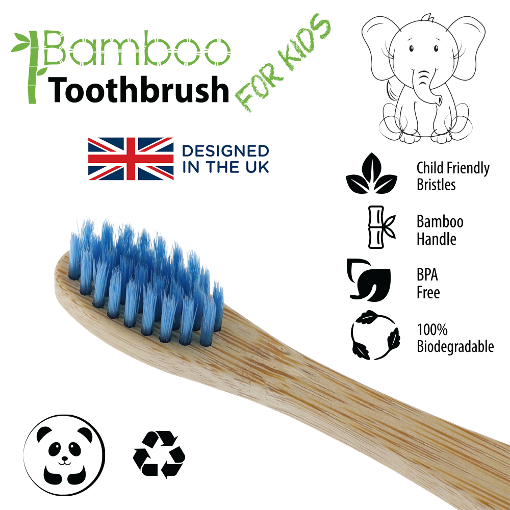 Vivco Bamboo Toothbrush Biodegradable Vegan Organic Kids Childrens Eco BLUE