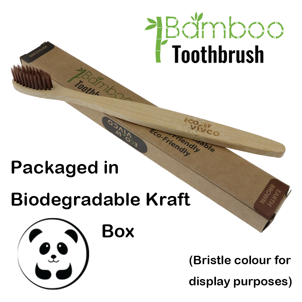 Vivco Bamboo Toothbrush Biodegradable Vegan Organic Eco KHAKI SOFT