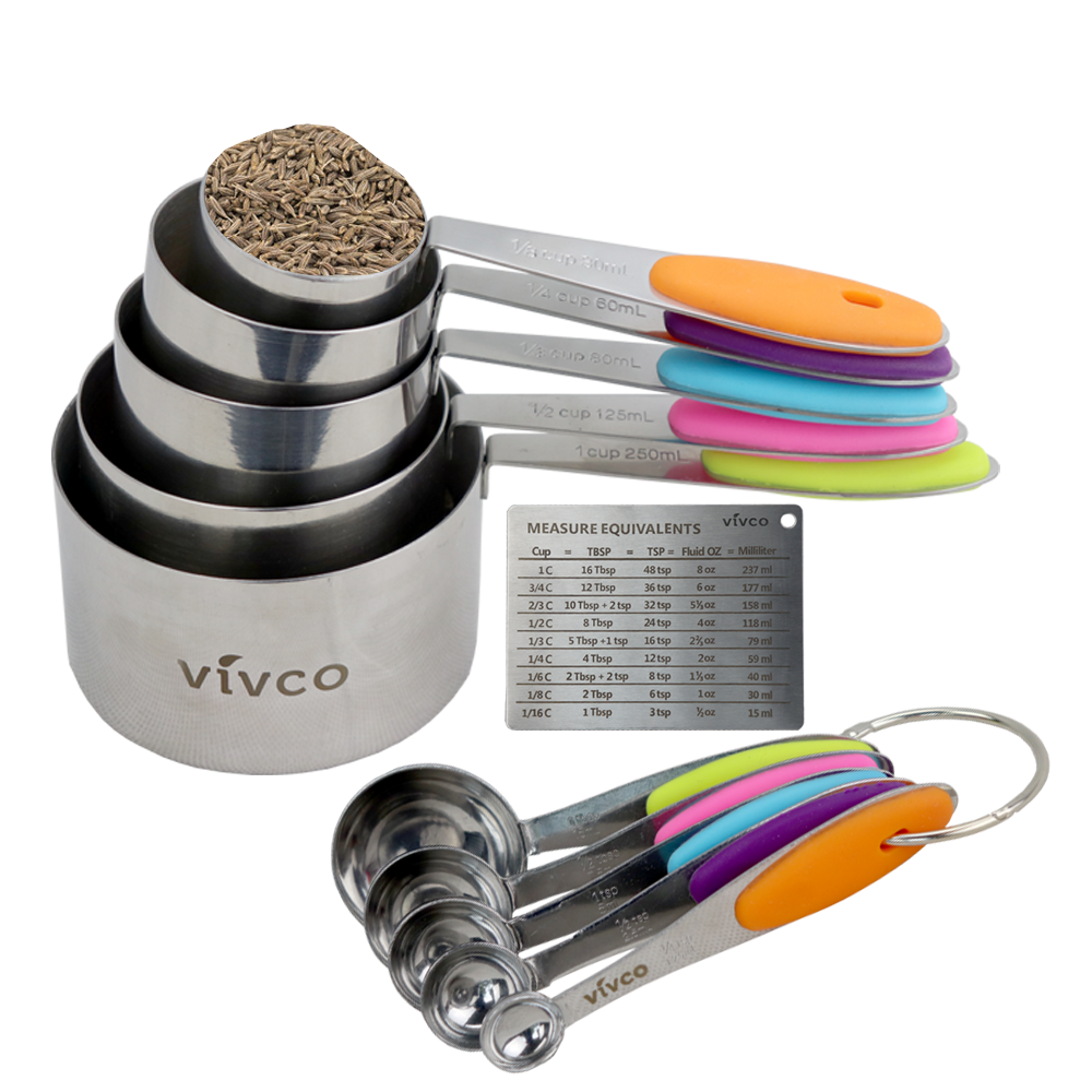 Vivco Measuring Cups & Spoon Set 13 Pieces Magnetic Measurment Chart
