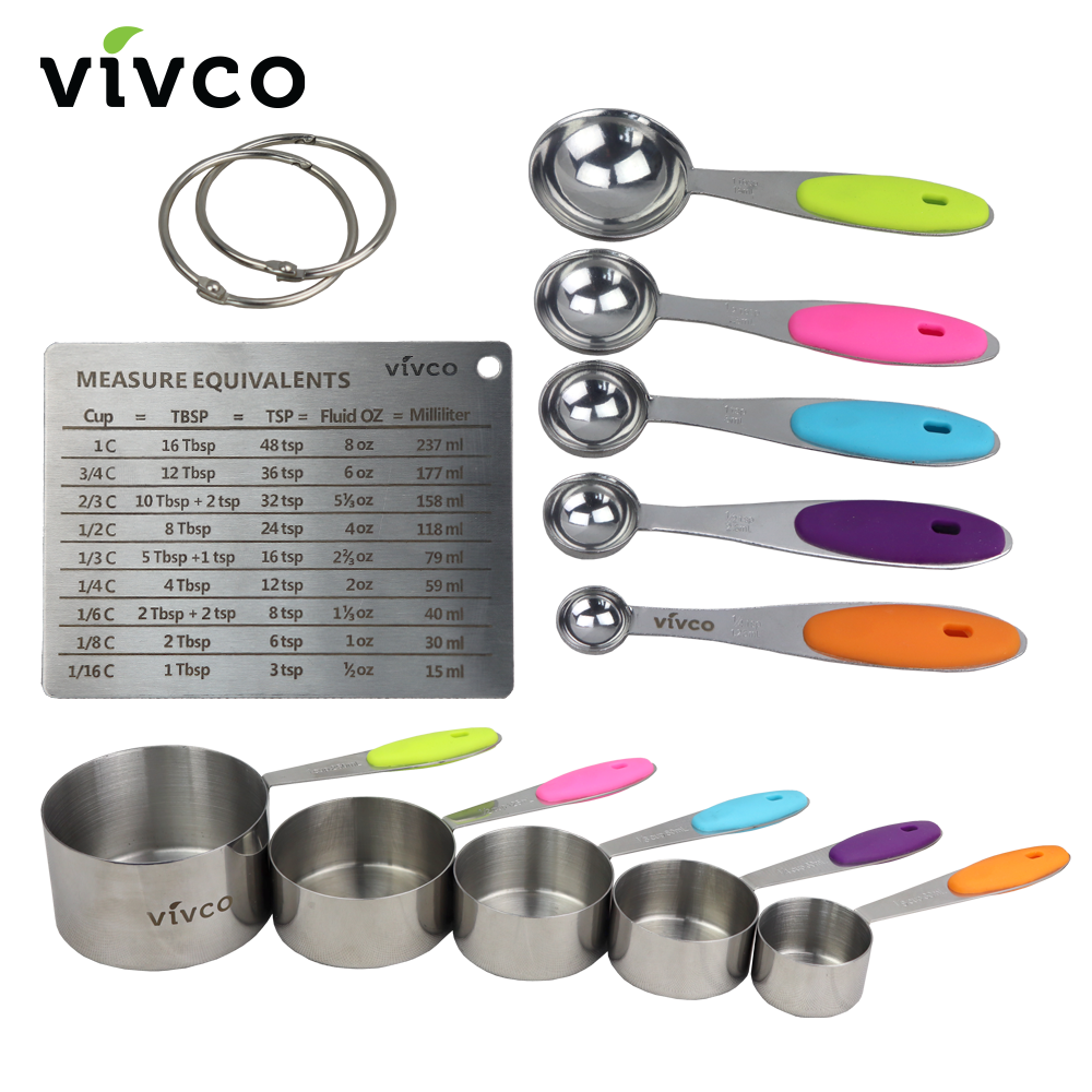 Vivco Measuring Cups & Spoon Set 13 Pieces Magnetic Measurment Chart
