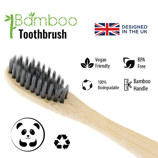 Vivco Eco Bamboo Charcoal Infused Biodegradable Toothbrush SOFT GREY